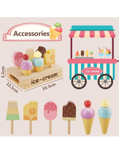 HERSITY Soporte de Helados de Madera para Niños 3-10 Años