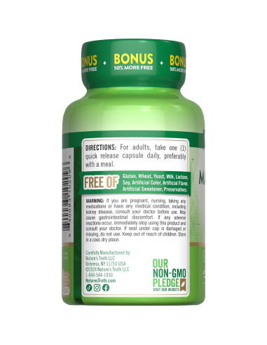 Suplemento de Óxido de Magnesio Nature's Truth 500mg 90 Cápsulas