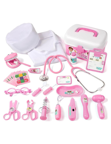 Kit de Doctor Phobby Rosa 27 Piezas Estetoscopio Real Niños 3-8 Años Kit de Doctor Phobby Rosa 27 Piezas Estetoscopio Real Niños 3-8 Años