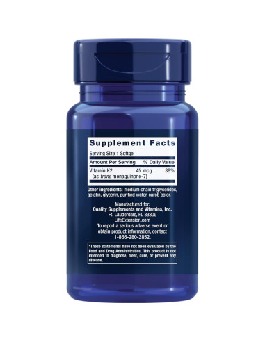 Suplemento Vitamina K2 y D3 Life Extension - 90 + 60 Gelatinas