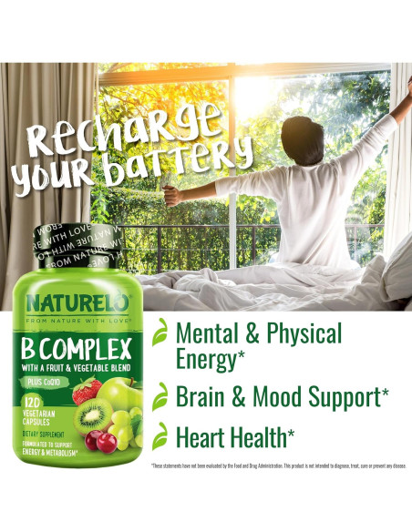 NATURELO Complejo de Vitaminas B Vegano 120 Cápsulas NATURELO Complejo de Vitaminas B Vegano 120 Cápsulas