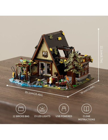 Set de Bloques Iluminados FUNWHOLE Chalet A-Frame 2061 Piezas