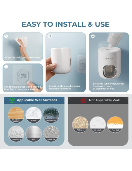 Dispensador Automático de Pasta de Dientes VNYIFAN Blanco Dispensador Automático de Pasta de Dientes VNYIFAN Blanco