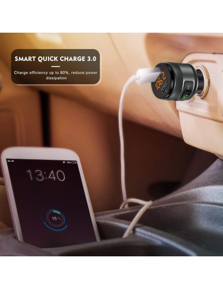 Transmisor FM Bluetooth 5.3 IMDEN para coche con 2 USB Transmisor FM Bluetooth 5.3 IMDEN para coche con 2 USB