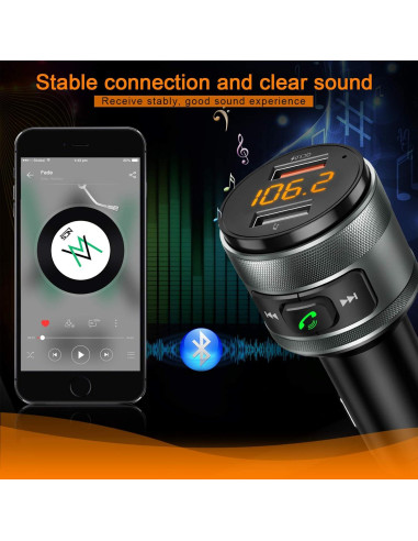 Transmisor FM Bluetooth 5.3 IMDEN para coche con 2 USB