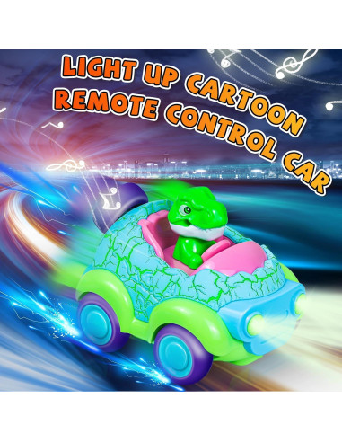 Coche RC Dinosaurio 2X LED Música para Niños 1-5 Años
