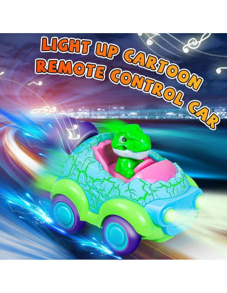 Coche RC Dinosaurio 2X LED Música para Niños 1-5 Años Coche RC Dinosaurio 2X LED Música para Niños 1-5 Años