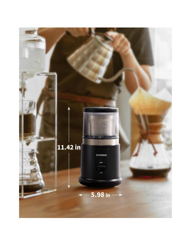 Molino de café eléctrico SHARDOR One Touch, acero inoxidable, negro