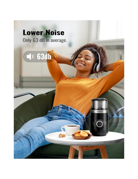 Molino de Café Eléctrico TWOMEOW con Temporizador y Acero Inoxidable Molino de Café Eléctrico TWOMEOW con Temporizador y Acero Inoxidable