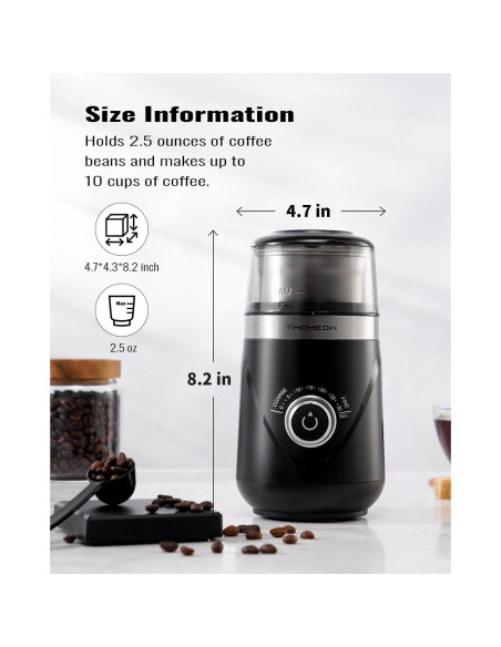 Molino de Café Eléctrico TWOMEOW con Temporizador y Acero Inoxidable Molino de Café Eléctrico TWOMEOW con Temporizador y Acero Inoxidable