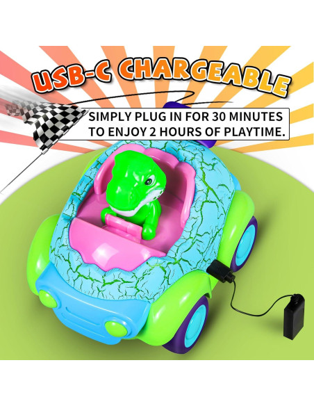Coche RC Dinosaurio 2X LED Música para Niños 1-5 Años Coche RC Dinosaurio 2X LED Música para Niños 1-5 Años