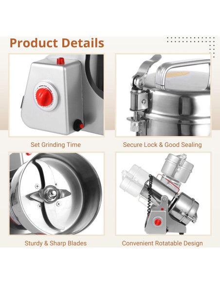 Molino de Granos Eléctrico OMISTAR 3200W Acero Inoxidable 4.7kg Molino de Granos Eléctrico OMISTAR 3200W Acero Inoxidable 4.7kg