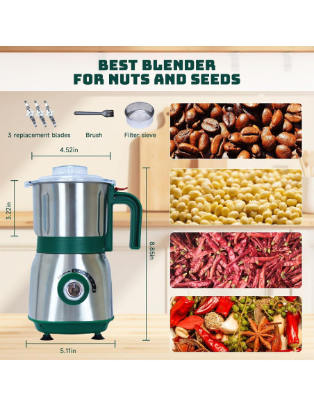 Molinillo de Especias Eléctrico FAOFER 500W 600ML Verde Molinillo de Especias Eléctrico FAOFER 500W 600ML Verde