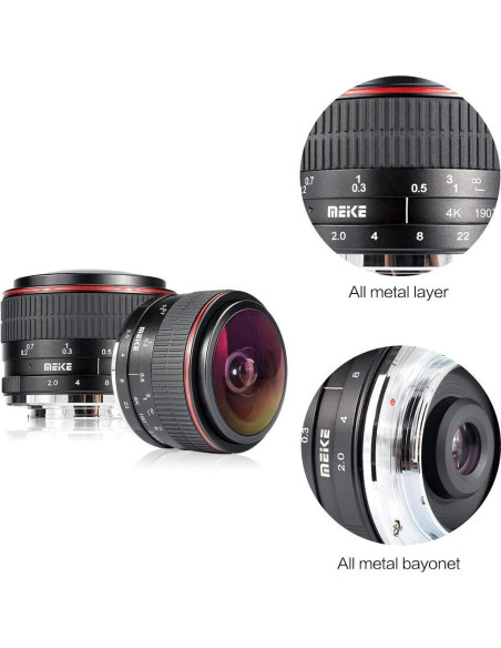 Lente Ojo de Pez MEKE 6.5mm f2.0 para Cámaras Sony Lente Ojo de Pez MEKE 6.5mm f2.0 para Cámaras Sony