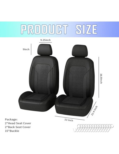 Fundas de Asiento de Coche Refrigerantes Carleef Negro