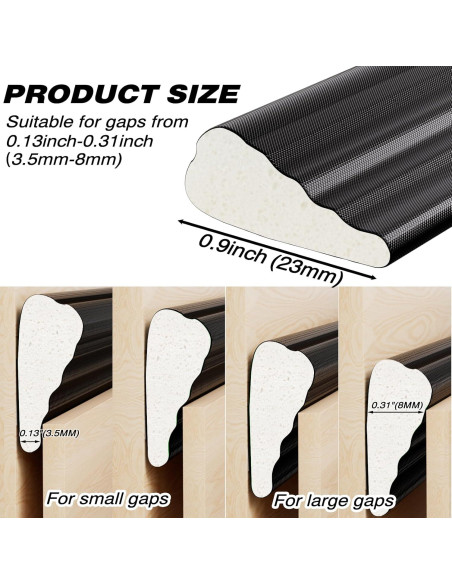 Tira de Sellado para Puertas Conwang 2 Pcs 498.4 cm Negra Tira de Sellado para Puertas Conwang 2 Pcs 498.4 cm Negra