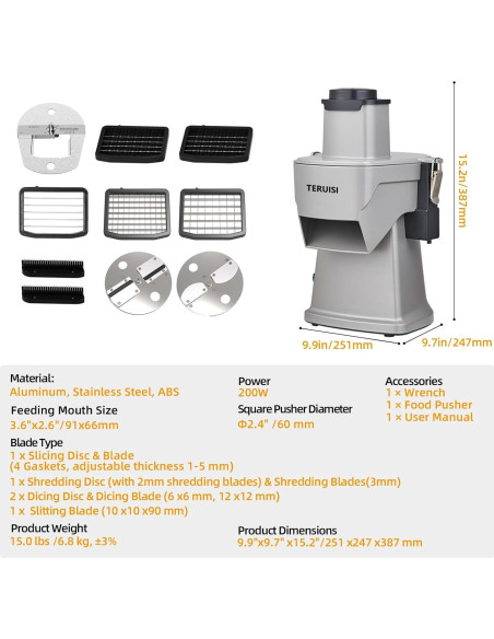 Picadora de Verduras Eléctrica 200W TERUISI GJ817 4 en 1 Picadora de Verduras Eléctrica 200W TERUISI GJ817 4 en 1