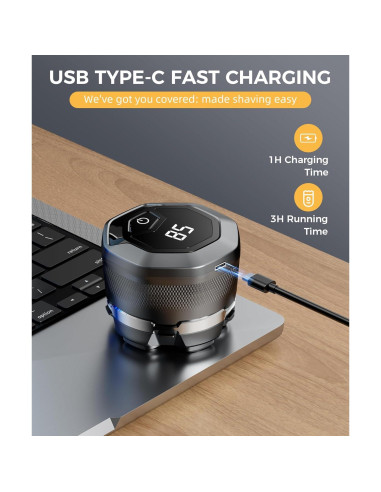 Afeitadora eléctrica Detona 6D impermeable IPX8 con USB-C