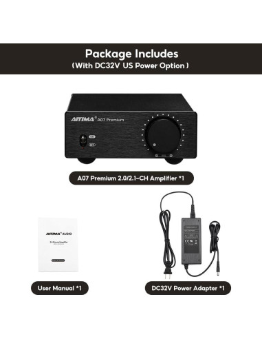Amplificador AIYIMA A07 Premium 300W x 2 HiFi Clase D Mini