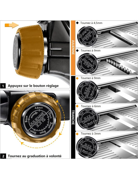 Cortador de Alimentos Mandolina MASTERTOP Acero Inoxidable 5 Cuchillas Cortador de Alimentos Mandolina MASTERTOP Acero Inoxidable 5 Cuchillas