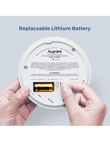 Detector de Humo y Monóxido AEGISLINK SC-WF240 Wi-Fi LCD