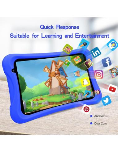 Tableta PRITOM L8 para Niños 8" Android 64GB WiFi Azul