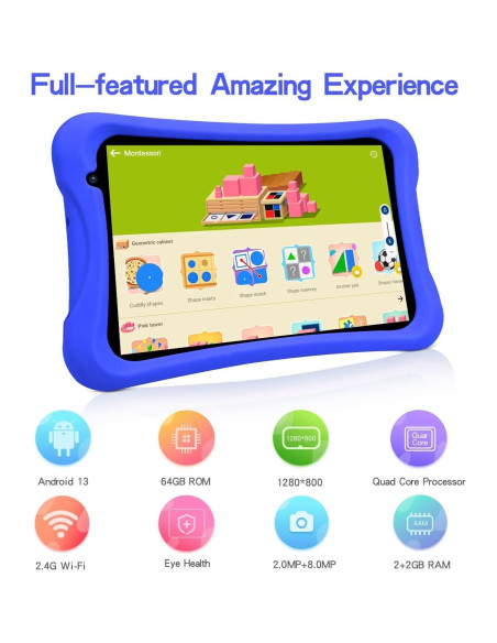 Tableta PRITOM L8 para Niños 8" Android 64GB WiFi Azul Tableta PRITOM L8 para Niños 8" Android 64GB WiFi Azul