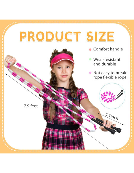 Cuerda de Salto Zubebe Ajustable 2.4m con Cuentas - 10 Piezas Cuerda de Salto Zubebe Ajustable 2.4m con Cuentas - 10 Piezas