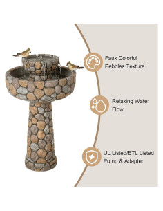 Fuente de Agua para Aves Glitzhome 62 cm 2 Niveles Jardín 2