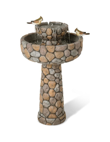 Fuente de Agua para Aves Glitzhome 62 cm 2 Niveles Jardín