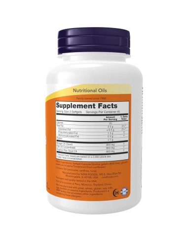 Suplemento Omega 3-6-9 NOW 1200 mg 90 cápsulas blandas
