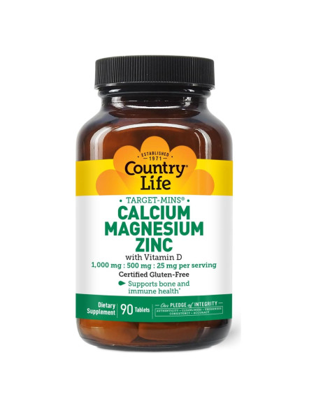 Country Life Calcio Magnesio Zinc Vitamina D3 90 Tabletas Country Life Calcio Magnesio Zinc Vitamina D3 90 Tabletas