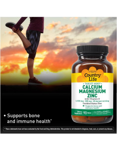 Country Life Calcio Magnesio Zinc Vitamina D3 90 Tabletas 2
