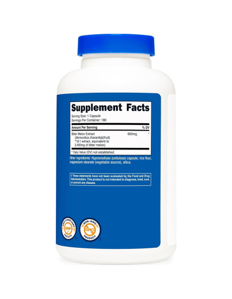 Melón Amargo Nutricost 600mg - 180 Cápsulas Sin Gluten Melón Amargo Nutricost 600mg - 180 Cápsulas Sin Gluten