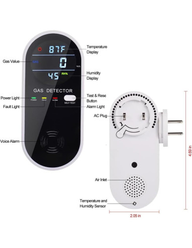 Detector de Gas Combustible 3 en 1 FLUNGSKY con Pantalla LCD
