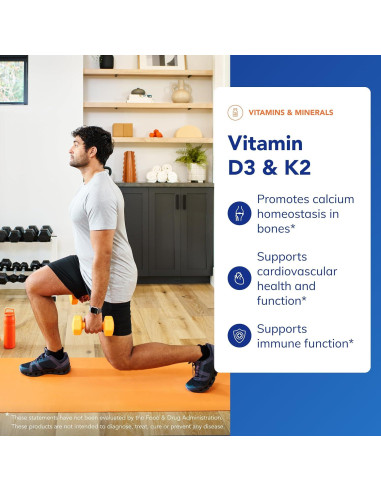Vitamina D3 y K2 Pure Encapsulations - 60 Cápsulas - Salud Ósea y Vascular