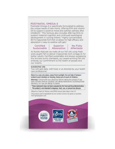 Omega-3 Postnatal Nordic Naturals 60 Gelatinas Limón 1120mg