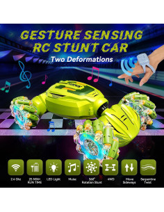 Coche RC Transformable Snaiio 4WD Detección de Gestos Verde 2