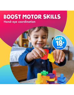 Skoolzy Set Montessori 12 Piezas Tuercas y Tornillos 18+ Meses 2