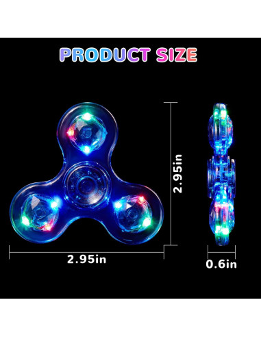 Fidget Spinner LED WELLVO Azul - Juguete Antiestrés para Niños y Adultos