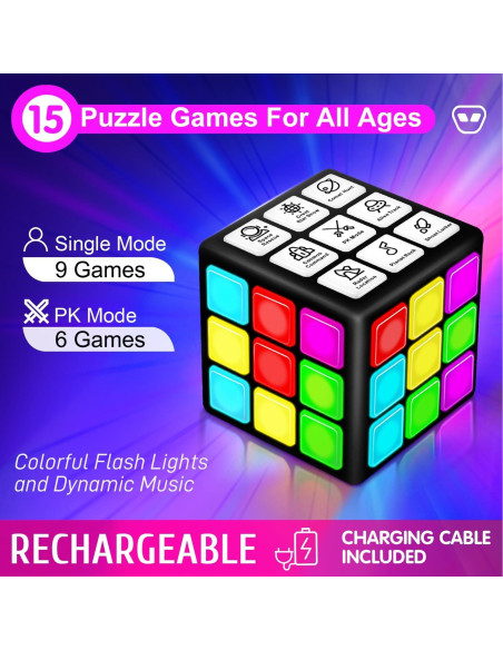 Cubo de Juego Portátil Recargable Xinbeiya - 15 Juegos para Niños 6-14 Años Cubo de Juego Portátil Recargable Xinbeiya - 15 Juegos para Niños 6-14 Años