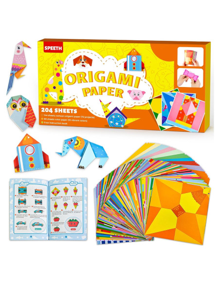 Papel de Origami Colorido SPEETH 204 Hojas 72 Patrones Papel de Origami Colorido SPEETH 204 Hojas 72 Patrones