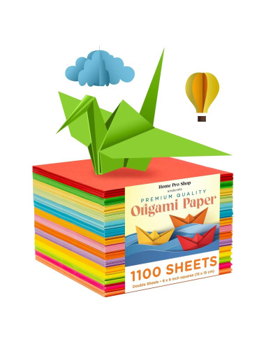 Papel Origami Doble Cara Home Pro Shop 1100 Hojas 15x15 cm