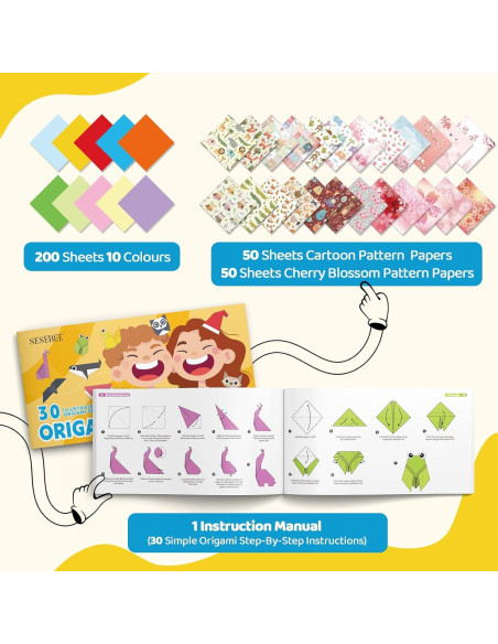 Kit de Origami SeseBee 300 Hojas 15x15 cm 10 Colores Kit de Origami SeseBee 300 Hojas 15x15 cm 10 Colores