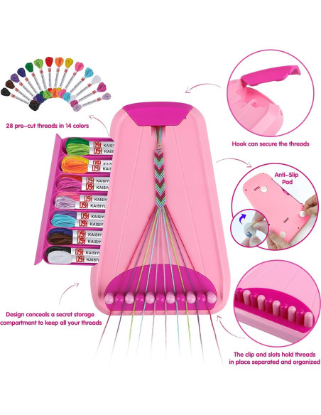Kit de Fabricación de Pulseras de Amistad Maynacs Rosa 28 Hilos Kit de Fabricación de Pulseras de Amistad Maynacs Rosa 28 Hilos