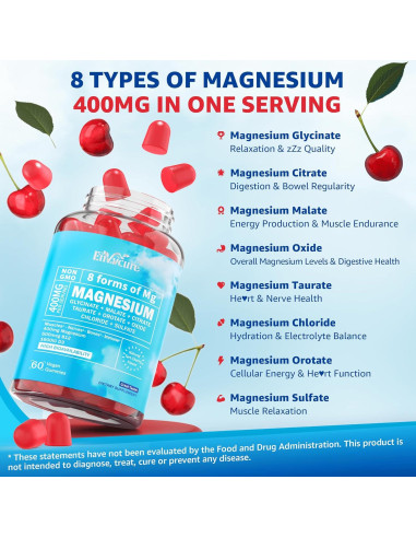 Gomitas de Magnesio 400mg EnvyCure con Ashwagandha 60 Cts
