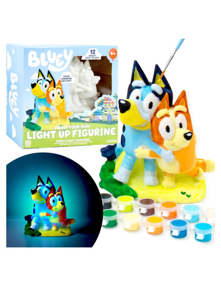 Figurita Iluminada Pintable Bluey y Bingo - Horizon Group USA Figurita Iluminada Pintable Bluey y Bingo - Horizon Group USA