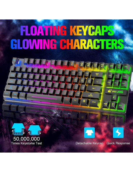 Combo Teclado y Ratón Inalámbricos ZIYOU LANG 87 Teclas RGB Combo Teclado y Ratón Inalámbricos ZIYOU LANG 87 Teclas RGB