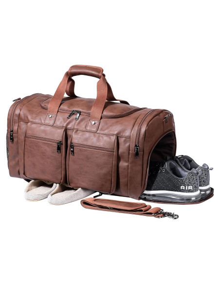 Bolsa de Viaje de Cuero Seyfocnia 52L con Compartimento para Zapatos Bolsa de Viaje de Cuero Seyfocnia 52L con Compartimento para Zapatos