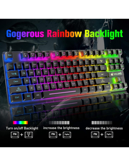 Combo Teclado y Ratón Inalámbricos ZIYOU LANG 87 Teclas RGB Combo Teclado y Ratón Inalámbricos ZIYOU LANG 87 Teclas RGB